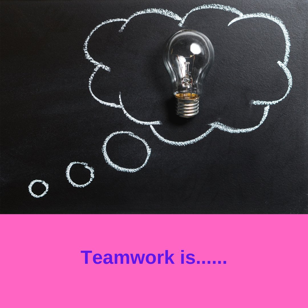 ...supportive, caring, sharing. Helping a colleague when they're stuck. Sharing the workload. Sharing expertise. Knowing strengths and weaknesses and maximising these. Working on a joint goal or project. Celebrating successes and supporting when things don't go to plan. #teams