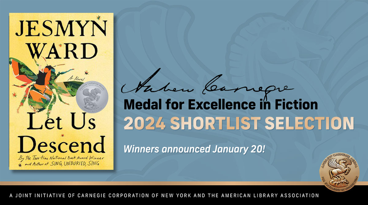 Congratulations to @jesmimi— #LetUsDescend is on the 2024 #ALA_Carnegie Medal for Excellence #Fiction Shortlist!🏅➡️ bit.ly/3Q08LJh
