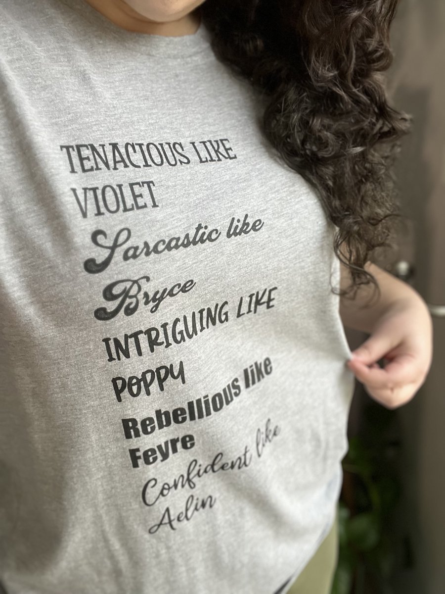 We ordered a few samples of our shirts and love how they turned out! Here is one that people seem to love--I certainly do! #smallbusinessbigdreams #shirts #womanowned #acotar #FourthWing #fbaa #crescentcity #yarros #sarahjmaas #jenniferarmentrout #bookish #booktok #WomenWeLove