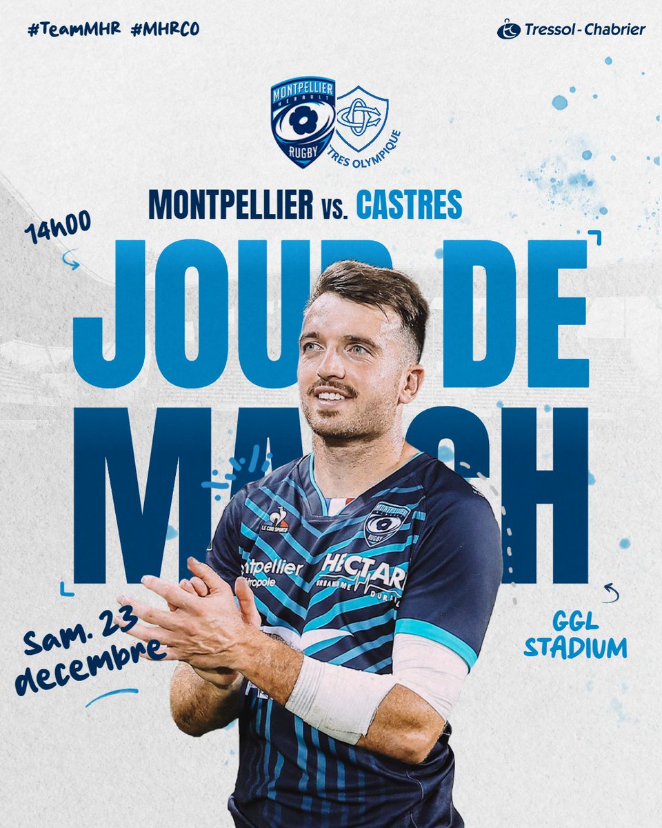 MHR_officiel's tweet image. 🎄 𝗝𝗢𝗨𝗥 𝗗𝗘 𝗠𝗔𝗧𝗖𝗛 🎅

🆚 @CastresRugby
🏆 @top14rugby
🤳 #MHRCO en live sur votre application
⌚️ 14H00
🏟️ GGL Stadium

#TeamMHR 🔵⚪️ #MHRCO