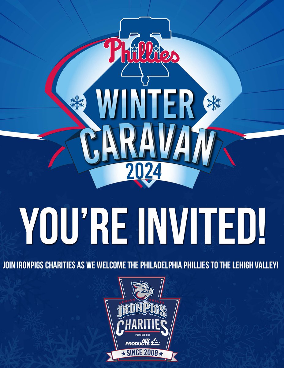 The @Phillies Winter Caravan will be held on Thursday, January 18 at @ArtsQuest! The Phillie Phanatic will be in attendance! Phillies guests will be announced at a later date. Get your tickets now ⬇️ 🎟️: fevo-enterprise.com/Wintercaravan