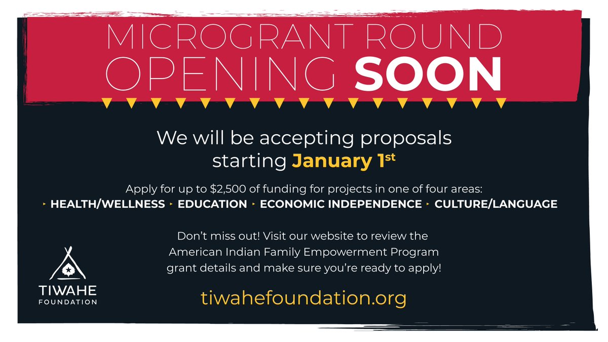 Mark your calendars! We will begin accepting applications for our next grant round on January 1, 2024. Applications must be submitted by March 15, 2024. Learn more and apply here: bit.ly/3E8kdx8