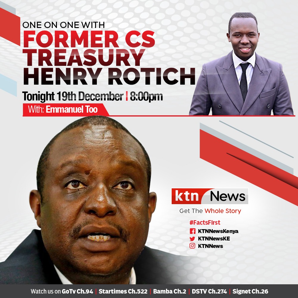 Stay tuned only on @KTNNewsKE as we engage the former CS Rotich #CSRotichspeaks