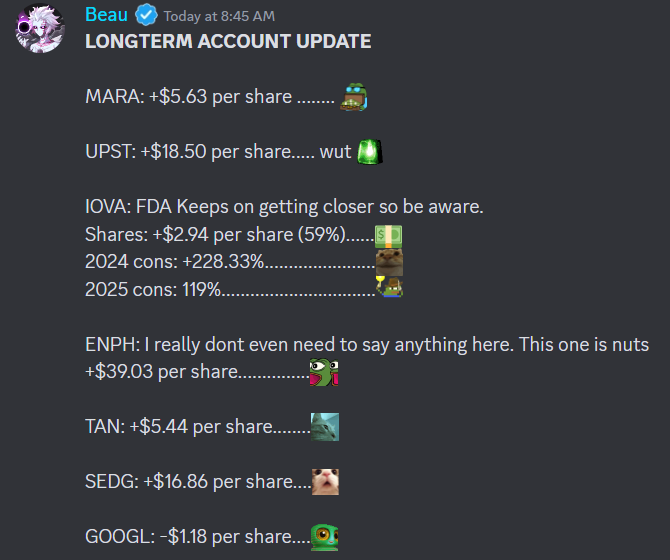 BeauTrades_'s tweet photo. December has been MASSIVE 👇

Have capitalized huge with my @SteadyStackNFT family. 

We also hit on our swing trade this month: 

+570%
 +428% 
On our UPST contracts. 

Very grateful to be in this position. 

I make as easy as possible. 
DM me and I will help if you want in.