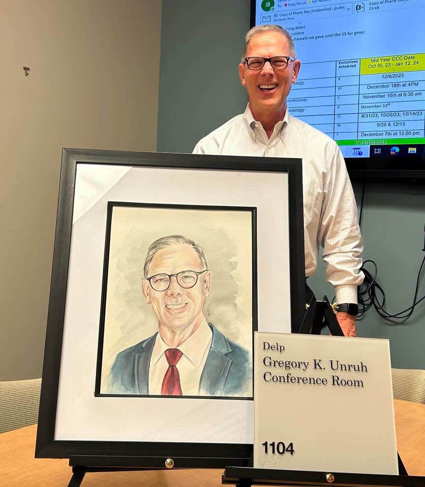 KUMC_GME's tweet image. How does #kugme say farewell to our incredible DIO Dr. Gregory K. Unruh? Well...we send him off w/a wonderful celebration and rename our conference room! TY for 11 incredible years of service, Continued Accreditation w/ Commendation, &amp;amp; a legacy of kindness, generosity &amp;amp; integrity