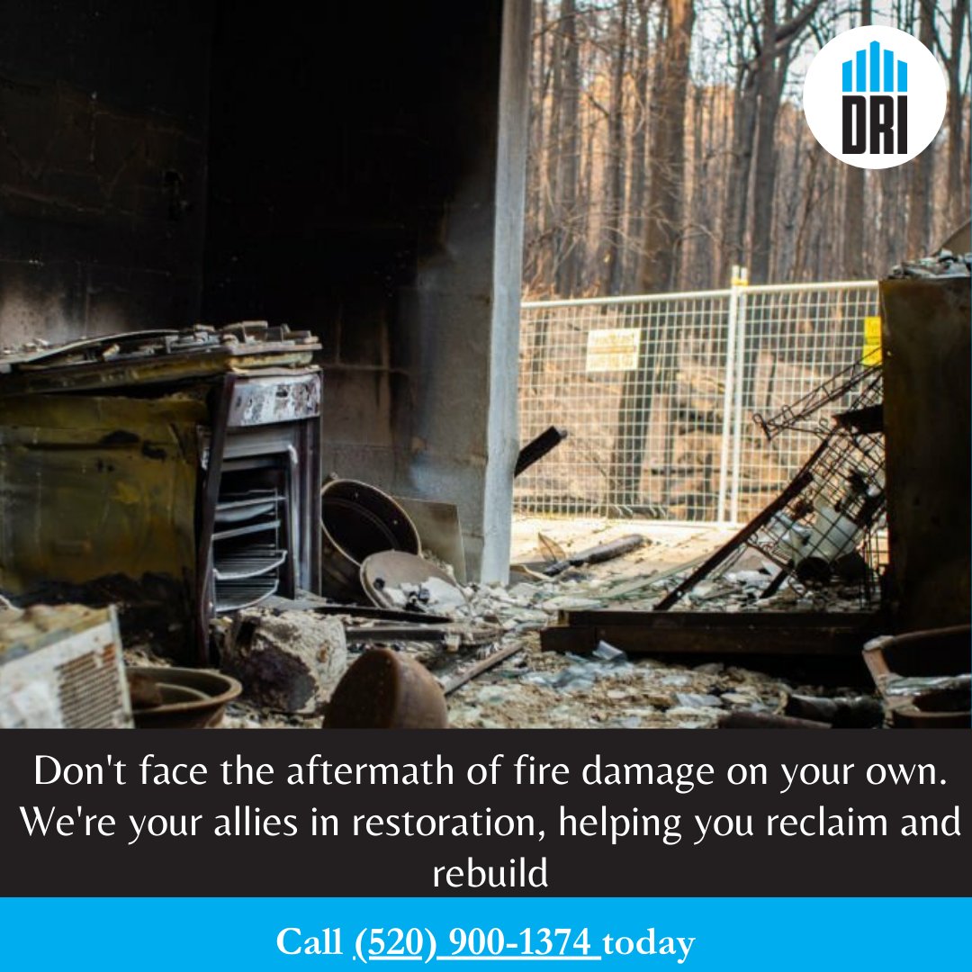 dridisaster's tweet image. Fire damage recovery is a team effort, and we're here to be your allies in restoring what matters most - your home, property and peace of mind.

Call (520) 900 1374 today

#firedamage #firedamagerestoration #restorationservice
