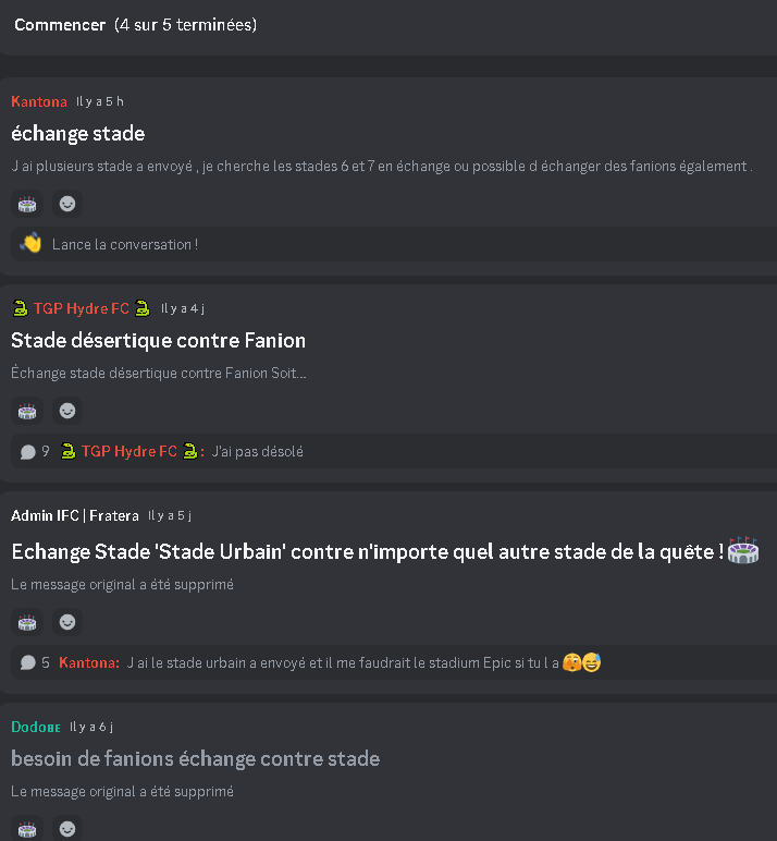 THE IFC 🇫🇷 (@ifc_actus) on Twitter photo Bravo à <a href="/OriginEternitY/">Origin EternitY</a> pour avoir complété leur quête du stade !! 😍
Vous êtes de plus en plus nombreux à les remplir, ça fait super plaisir !
N'hésitez pas à rejoindre notre discord pour faire des échanges ! Personnellement, il me manque le Metro Stadium et j'ai fini !💪🔥 Bravo à <a href="/OriginEternitY/">Origin EternitY</a> pour avoir complété leur quête du stade !! 😍
Vous êtes de plus en plus nombreux à les remplir, ça fait super plaisir !
N'hésitez pas à rejoindre notre discord pour faire des échanges ! Personnellement, il me manque le Metro Stadium et j'ai fini !💪🔥