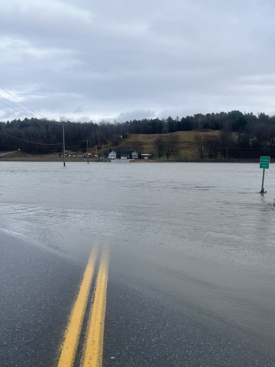 This is N Williston Road, where the Essex side is completely submerged. The Winooski River crested at 21.52 feet, roughly 2 feet below July’s crest.