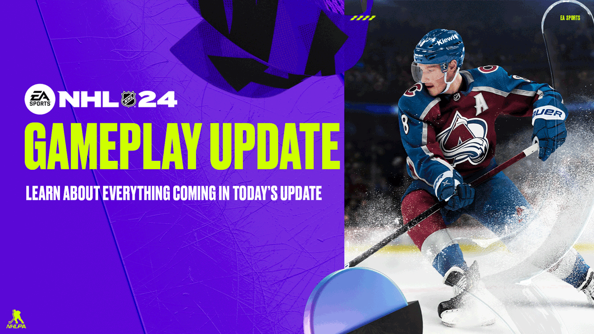 A new #NHL24 Gameplay Tuner and Roster Update will be released at 1 PM ET.

Changes include:
Decreased CPU Teammate Penalties
Decreased Charging Penalties
Increased Pass Intercept reaction time
Puck Carrier &amp; Back Skating Speed increased

Full Details: x.ea.com/79091