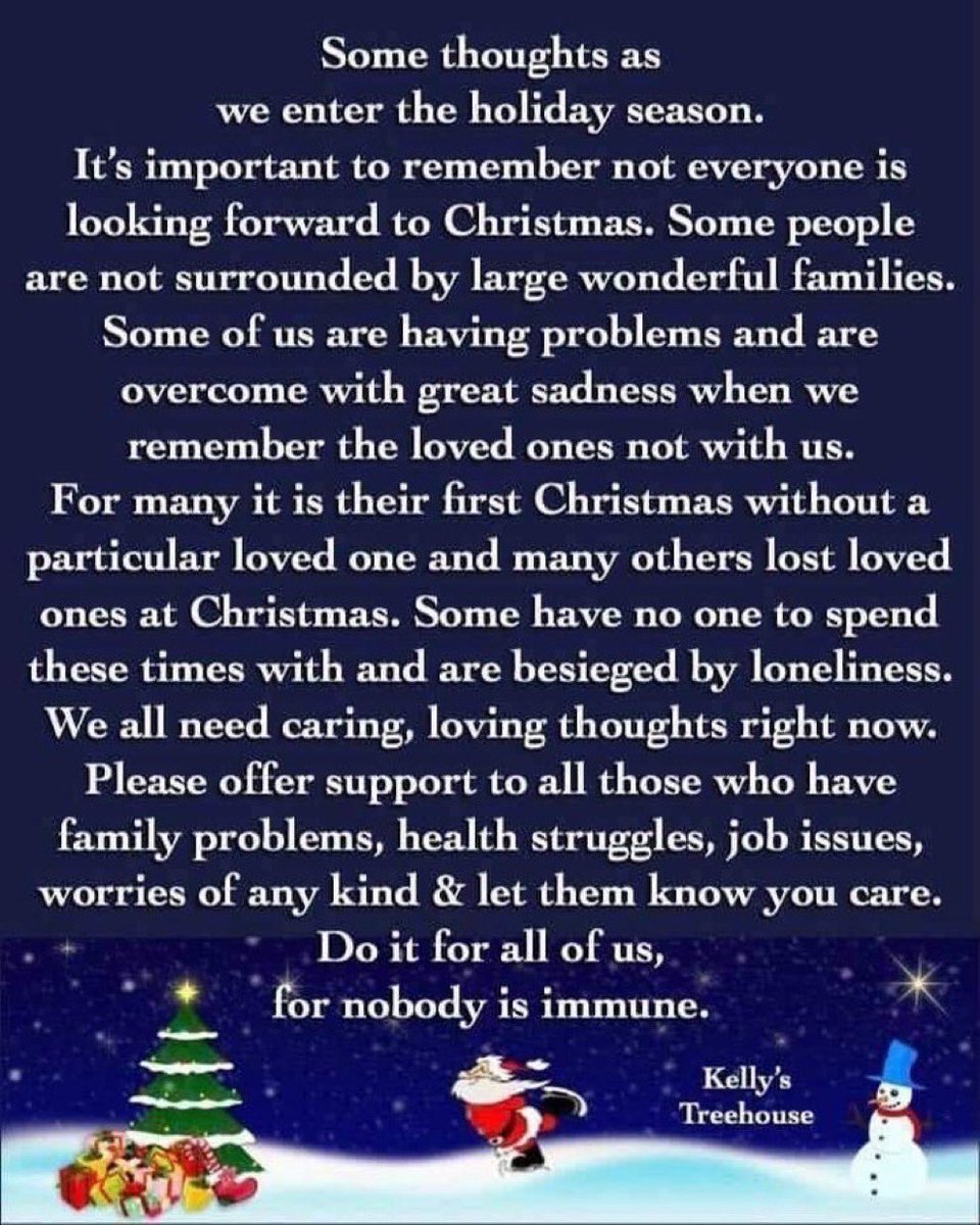 Sometimes grief and depression haunt the celebration of the season. Like those mourning loved ones or battling loneliness. Reach out if you can, pray for them always. Don’t ever underestimate the power of loving prayer. Be well everyone! 💖🌟💝🙏🏻💝🌟💖