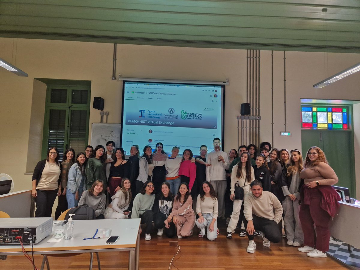 This week marks the end of VEMO-HIST virtual exchange that involved students from the University of Valencia, the University of Limerick, and Cyprus University of Technology. The exchange targeted intercultural & socioemotional skills using technologies such AI #virtualexchange