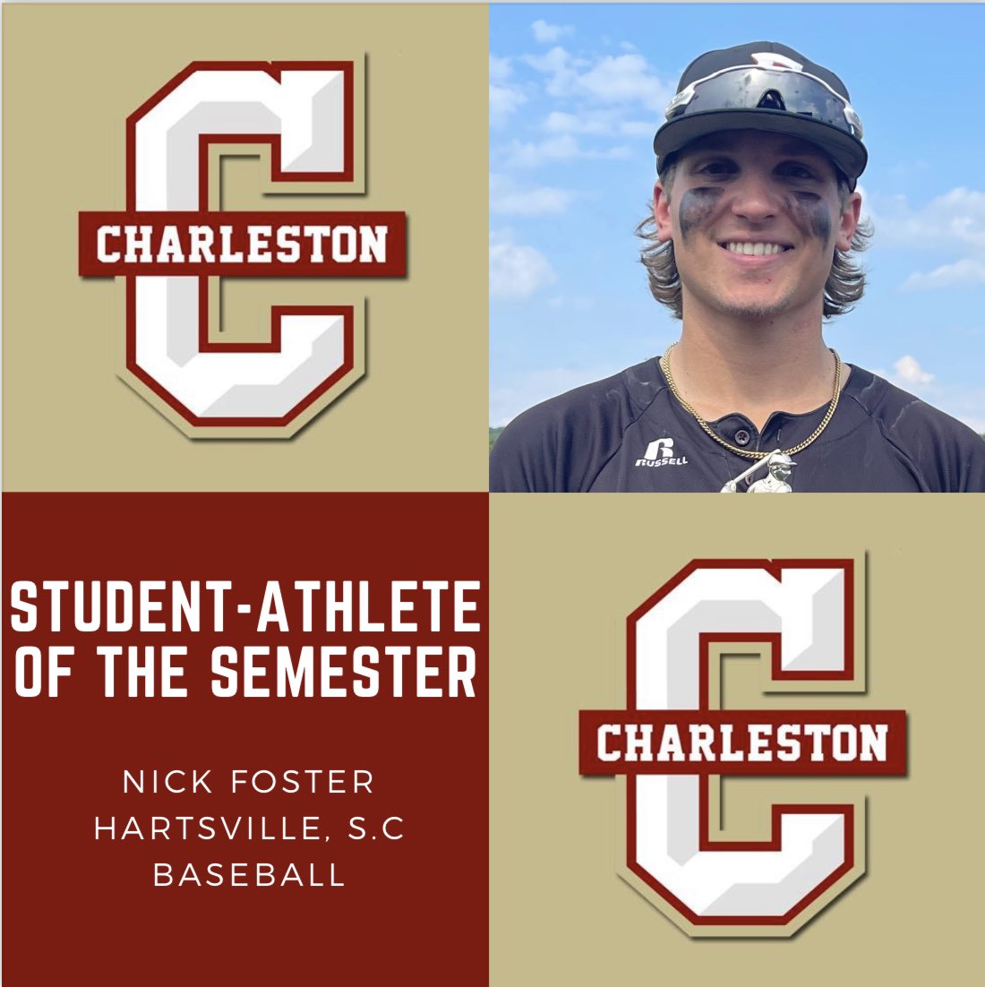 The Charleston Edge & SA Academic Services (@cougarsaas) on Twitter photo Congrats to <a href="/CofCWSOC/">Charleston Women's Soccer</a> Delaney Dawes and <a href="/CofCBaseball/">Charleston Baseball</a> Nick Foster for being named Student-Athletes of the semester! Congrats to <a href="/CofCWSOC/">Charleston Women's Soccer</a> Delaney Dawes and <a href="/CofCBaseball/">Charleston Baseball</a> Nick Foster for being named Student-Athletes of the semester!