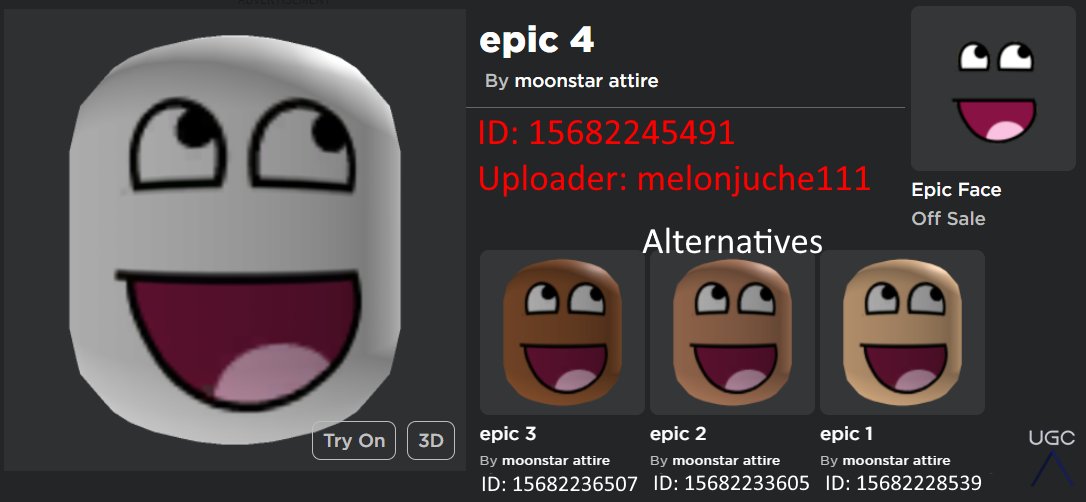 Peak” UGC on X: UGC creator dullsoulss uploaded five copies of the face  Epic Vampire Face. #Roblox #RobloxUGC  / X