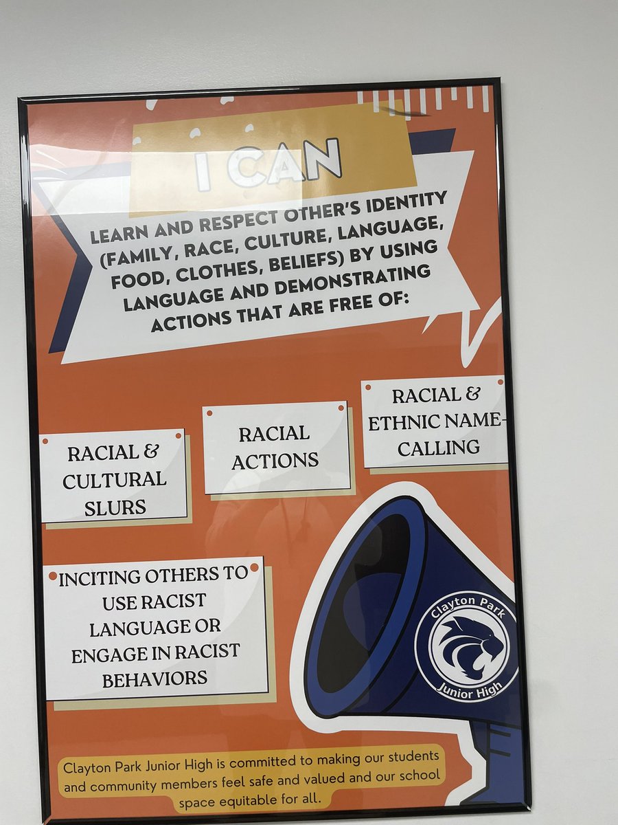 CPJHWildcats's tweet image. CPJH commitment to Equity. CPJH mission statement banner and I Can posters are now up in the modular. #ourcommitment @HRCE_NS