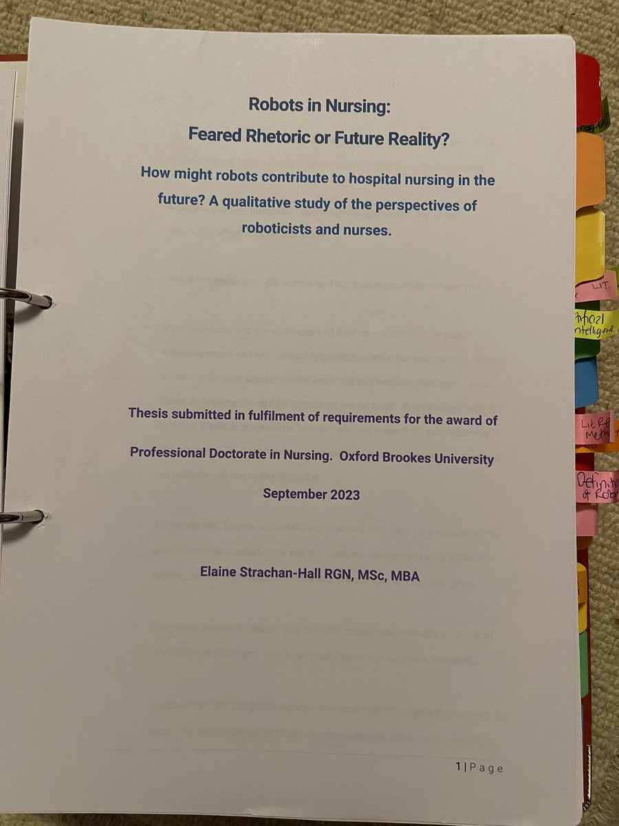 Doctorate completed! Just over four weeks ago I successfully defended my thesis on Robots in Nursing. Have just completed the corrections. Thank you fabulous colleagues, super supervisors and excellent examiners. What a wonderful journey.