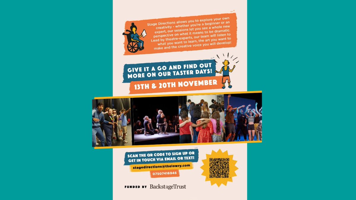 Walkden Town Centre (@walkdentowncent) on Twitter photo 📣 NEW Stage Directions theatre making groups for young people in Salford! 📣
They can't wait to welcome you to these sessions, starting in January.
The groups are free, but places are limited, so sign up for a taster session via their account <a href="/SalfordSD/">Stage Directions</a> 📣 NEW Stage Directions theatre making groups for young people in Salford! 📣
They can't wait to welcome you to these sessions, starting in January.
The groups are free, but places are limited, so sign up for a taster session via their account <a href="/SalfordSD/">Stage Directions</a>