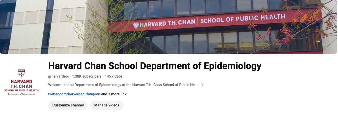 Looking for something to do over winter break? Take some time to catch up on all the seminars and lectures you may have missed over the last semester. Check out our YouTube channel with 145 recordings, 13 added since September: loom.ly/_x2yGG0 @HarvardChanSPH