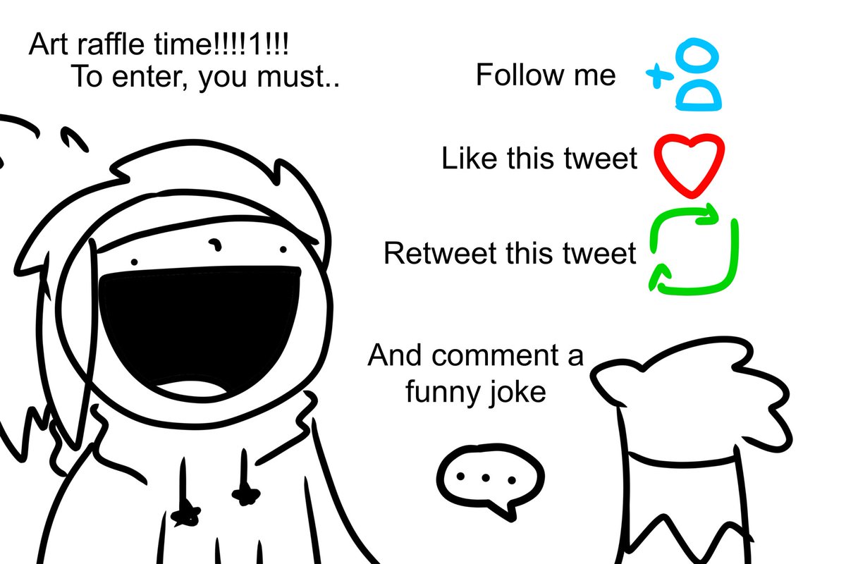 rayyhero_gaming's tweet photo. Art raffle! To enter you gotta follow, like, retweet, and comment a funny joke. There will be two winners, one will get a colored and shaded headshot, the other will get a colored and shaded fullbody, both of characters of their choice!
Raffle ends in TWO DAYS! https://t.co/m06fZx7ImW