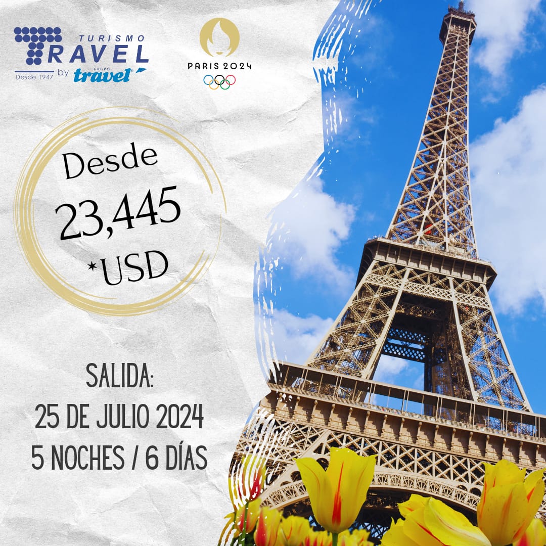 ¡Vive la Emoción de los Juegos Olímpicos en París 2024! 🏅📷🗼
Prepárate para ser parte de la historia deportiva mientras París se convierte en el escenario de los Juegos Olímpicos 2024.📷  
Visítanos en: grupotravel.com 
#Paris2024 #JuegosOlímpicos #GrupoTravel