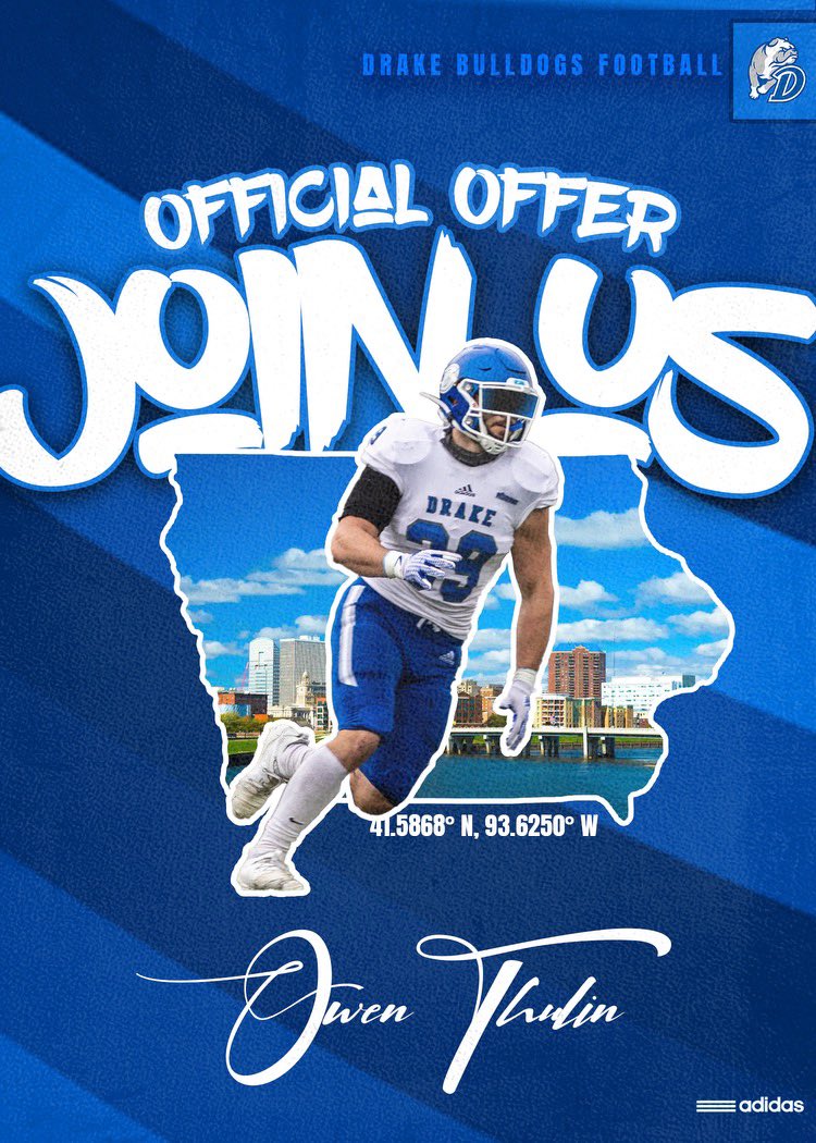 OWEN THULIN (@thulinowen) on Twitter photo After a great talk with <a href="/FBCoachButt/">CJ Butt</a>, I’m excited to have received a D1 offer to continue my football and academic career <a href="/DrakeBulldogsFB/">Drake Football</a>! <a href="/tstepsis/">Todd Stepsis</a> <a href="/coachcjnuss/">Christian Nussbaum</a> <a href="/EDGYTIM/">Timothy “EDGYTIM” OHalloran</a> <a href="/DeepDishFB/">DEEP DISH FOOTBALL</a> <a href="/AllenTrieu/">Allen Trieu</a> @Rivals_Clint <a href="/nexgenscouting/">Keith Smilie</a> <a href="/PrepRedzoneIL/">Prep Redzone Illinois</a> <a href="/mikeclarkpreps/">MikeClarkPreps</a> <a href="/TomLoy247/">Tom Loy</a> After a great talk with <a href="/FBCoachButt/">CJ Butt</a>, I’m excited to have received a D1 offer to continue my football and academic career <a href="/DrakeBulldogsFB/">Drake Football</a>! <a href="/tstepsis/">Todd Stepsis</a> <a href="/coachcjnuss/">Christian Nussbaum</a> <a href="/EDGYTIM/">Timothy “EDGYTIM” OHalloran</a> <a href="/DeepDishFB/">DEEP DISH FOOTBALL</a> <a href="/AllenTrieu/">Allen Trieu</a> @Rivals_Clint <a href="/nexgenscouting/">Keith Smilie</a> <a href="/PrepRedzoneIL/">Prep Redzone Illinois</a> <a href="/mikeclarkpreps/">MikeClarkPreps</a> <a href="/TomLoy247/">Tom Loy</a>