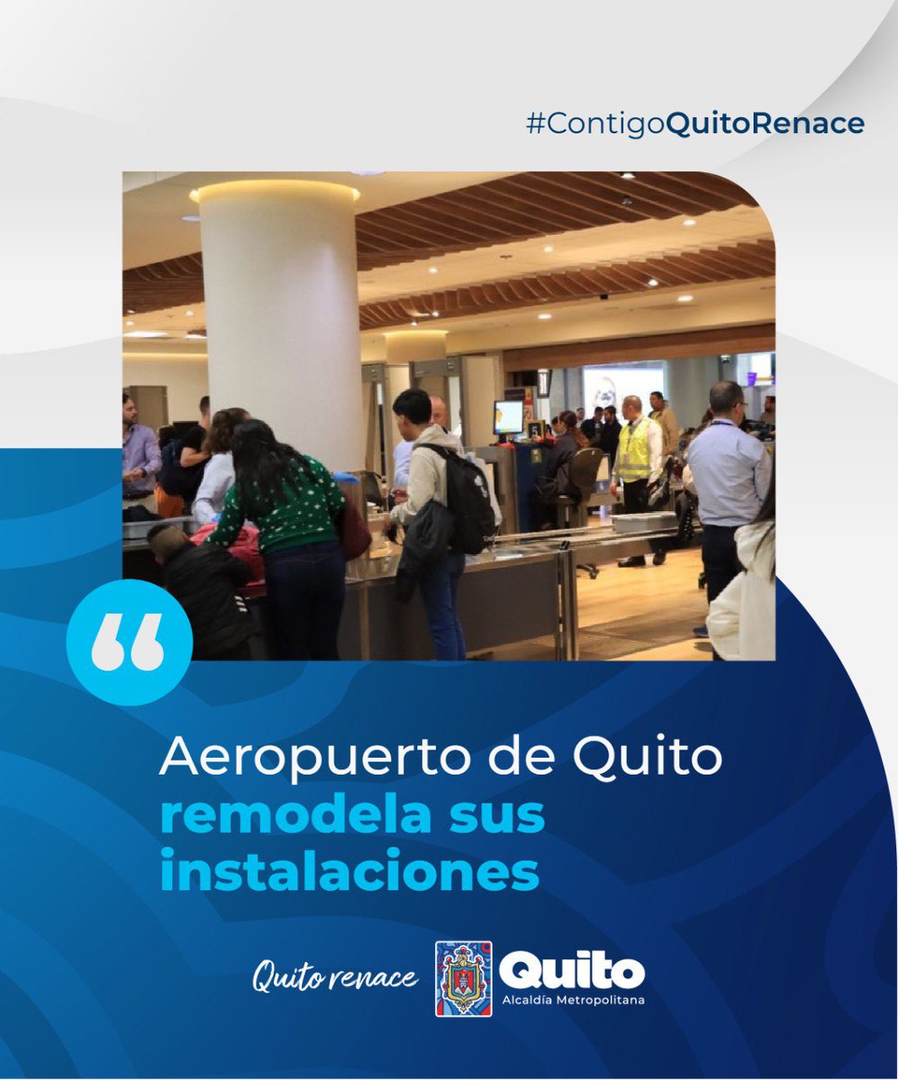 📰 #AeropuertoDeQuito | El Aeropuerto Internacional Mariscal Sucre cierra el año con broche de oro con la remodelación del Área de Filtros de Seguridad, espacio por el que mensualmente transitan unos 220 mil pasajeros.

+ aquí 👇👇
acortar.link/Dtbt0m

#QuitoRenace