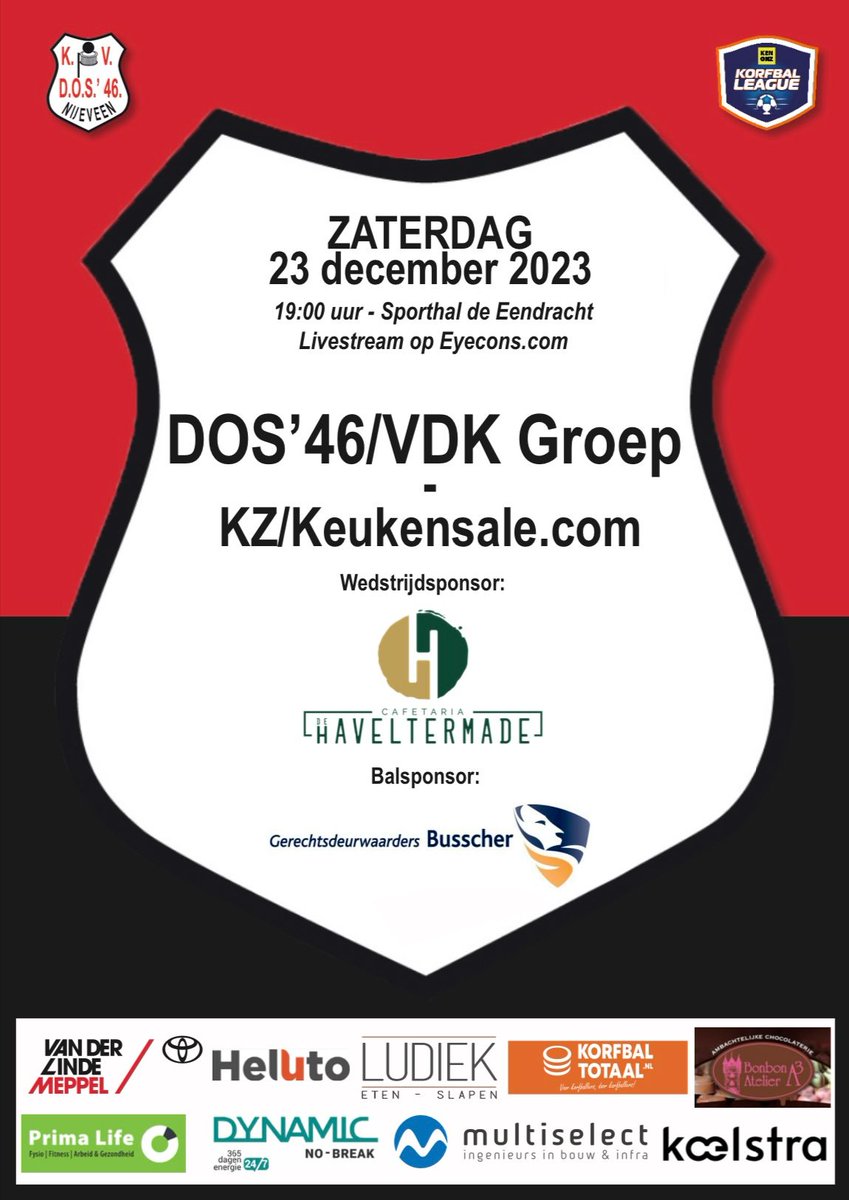 DOS46's tweet photo. Zaterdag speelt DOS'46/VDK Groep thuis tegen @KZ_korfbal . Een voorbeschouwing plus alle informatie over deze wedstrijd vind je op onze website: https://t.co/C1zk0B3v4X https://t.co/bWvsv5tK5C