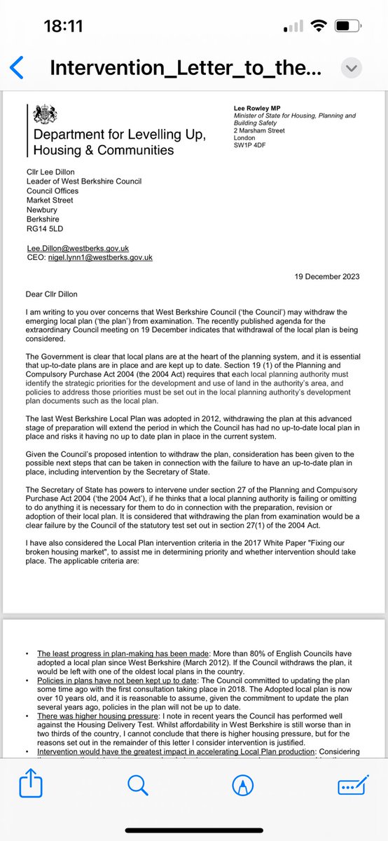 Thank you @Lee4NED for intervening @WestBerkshire following political stunt by @WBerksLibDems. I wonder how much this stunt cost but relieved not to be facing risk to our beautiful district of not having a Local Plan in place, while recognising people need homes! @NewburyToday