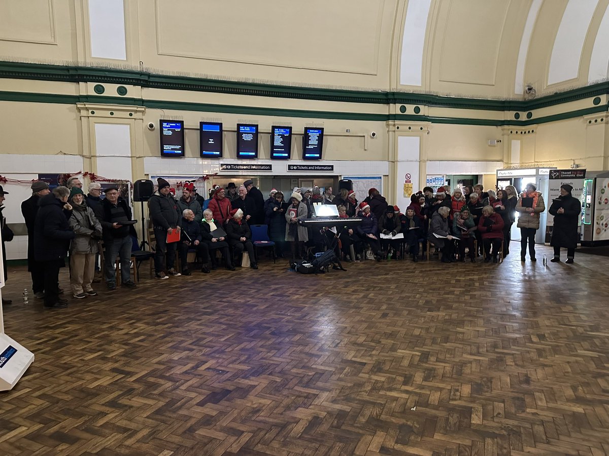 The Thanet big sing choir getting ready to Sing at Margate Station. @Se_Railway