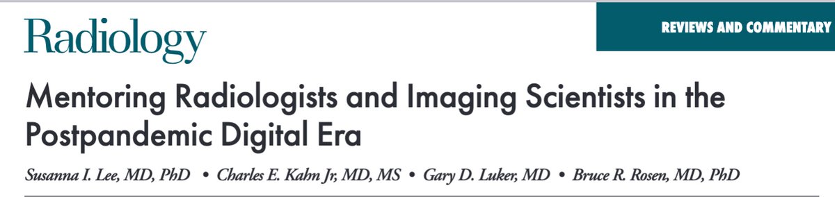 Mentoring, with us since the ancients, endures because it can evolve! Our observations on what a successful mentor-mentee relationship looks like now, as we head into 2024. @radiology_rsna @cekahn @luker_md @MGHMartinos @MGHImaging @mghradchiefs doi.org/10.1148/radiol…