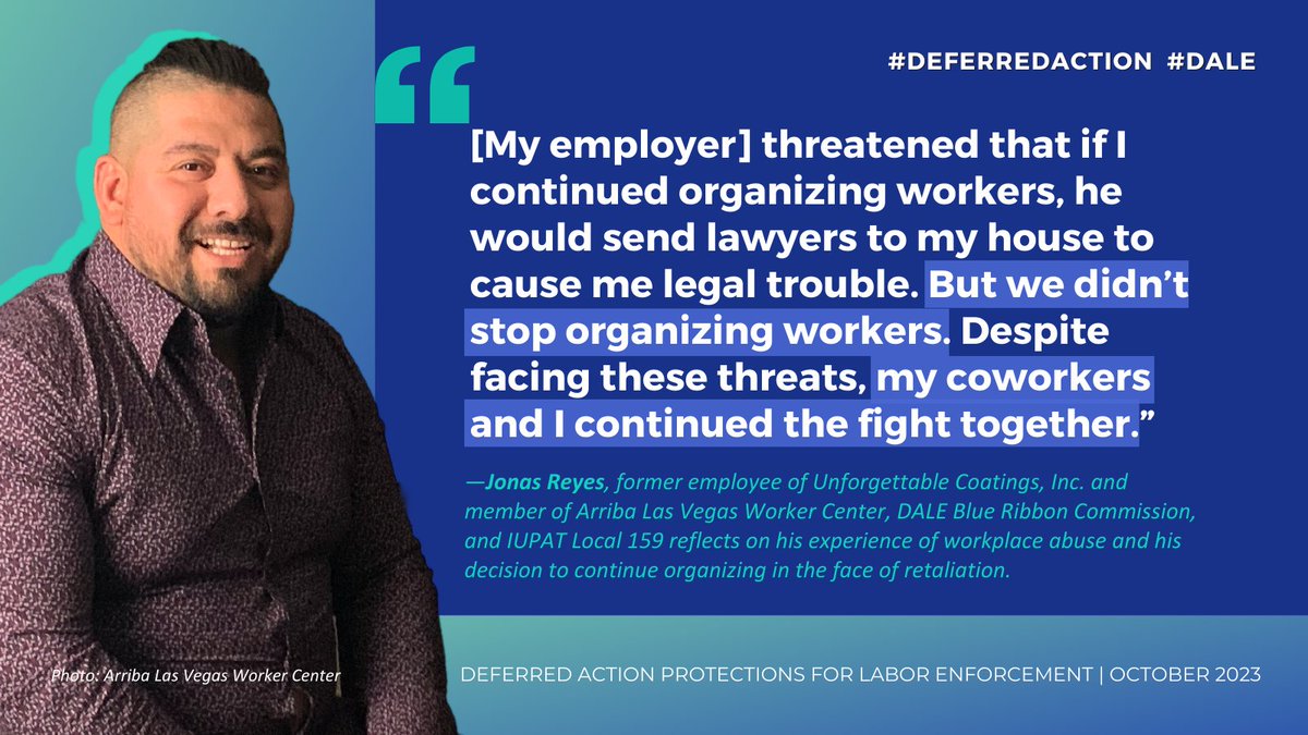 Thanks to worker leaders like @ArribaLasVegas member, Jonas Reyes, #DeferredAction protections are more accessible to #ImmigrantWorkers across the U.S.! Read this guide by NELP @ArribaLasVegas, @NILC, & @jwjnational on how to support #ImmigrantWorkers who are seeking