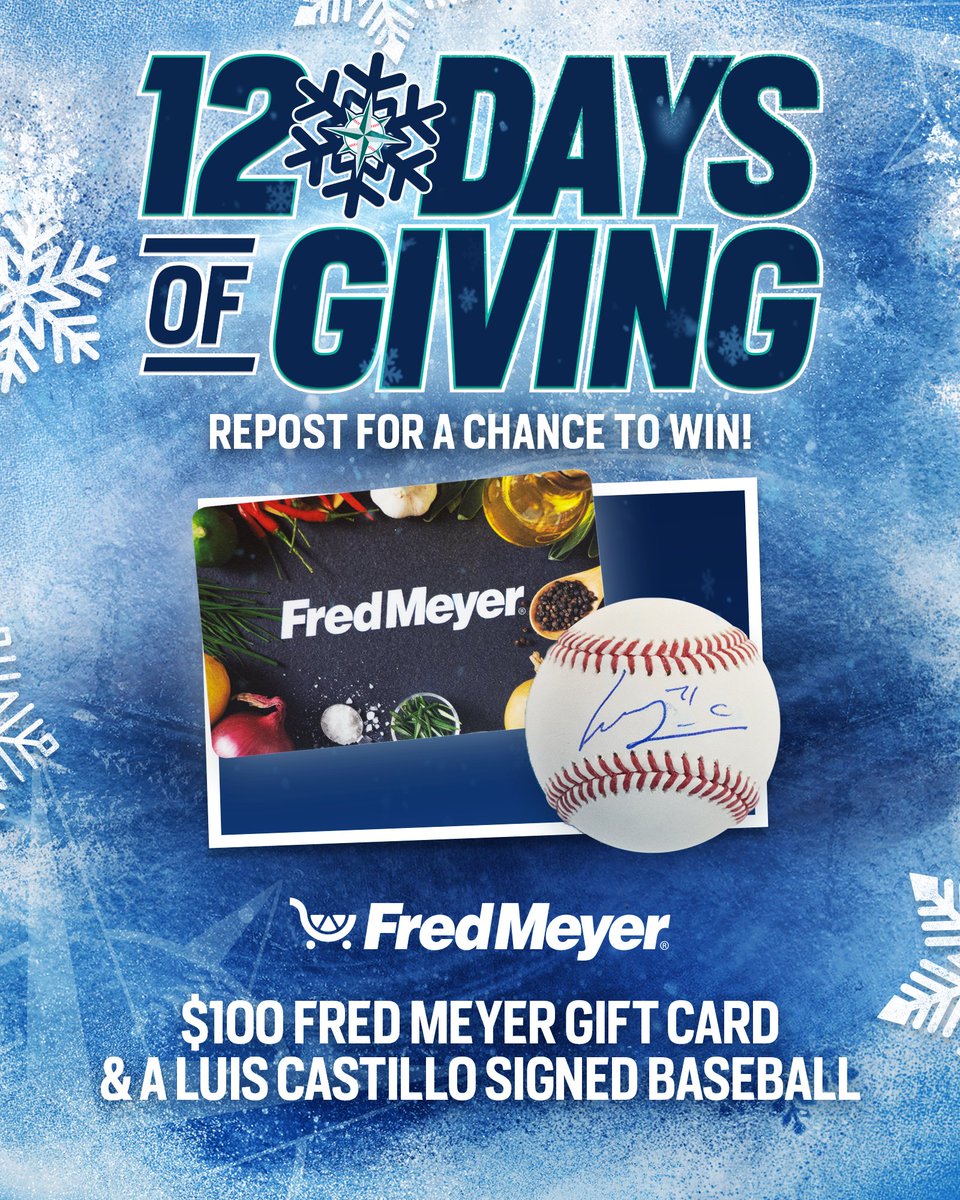 🛒 DAY 6️⃣ REPOST TO WIN 🛒

As #12DaysOfGivingSweepstakes rolls on, tap that repost button for a chance to win a $100 @Fred_Meyer gift card and a La Piedra signed ball 💪

Must be 18+. No purch. nec. Enter by 11:59pm PT on 12/28/23. atmlb.com/3NnpYfd