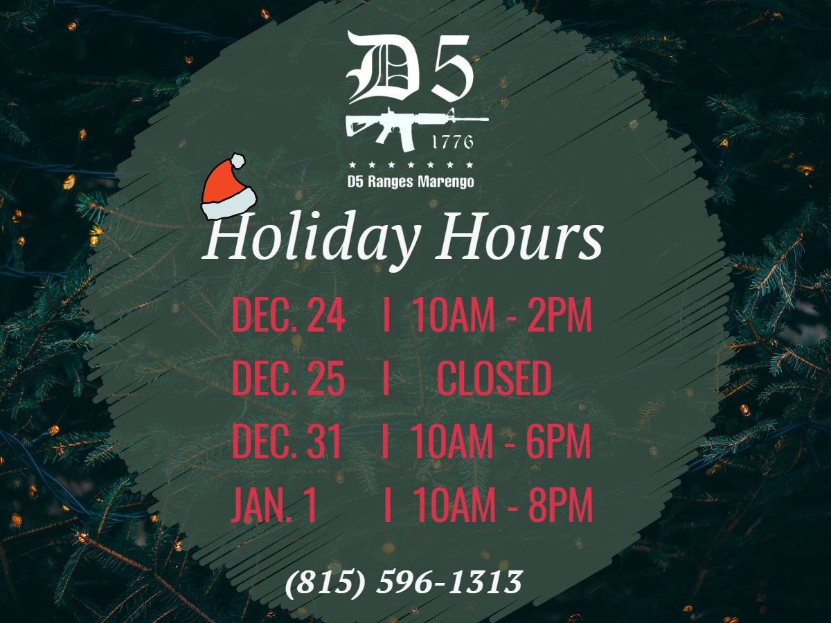 🎄Holiday Hours 2023🎄
Wishing everyone a safe and happy holiday season!!!!

#shootingrange #happyholidays #NewYearsEve #pewpewpew #il #mchenrycounty #supportlocal
