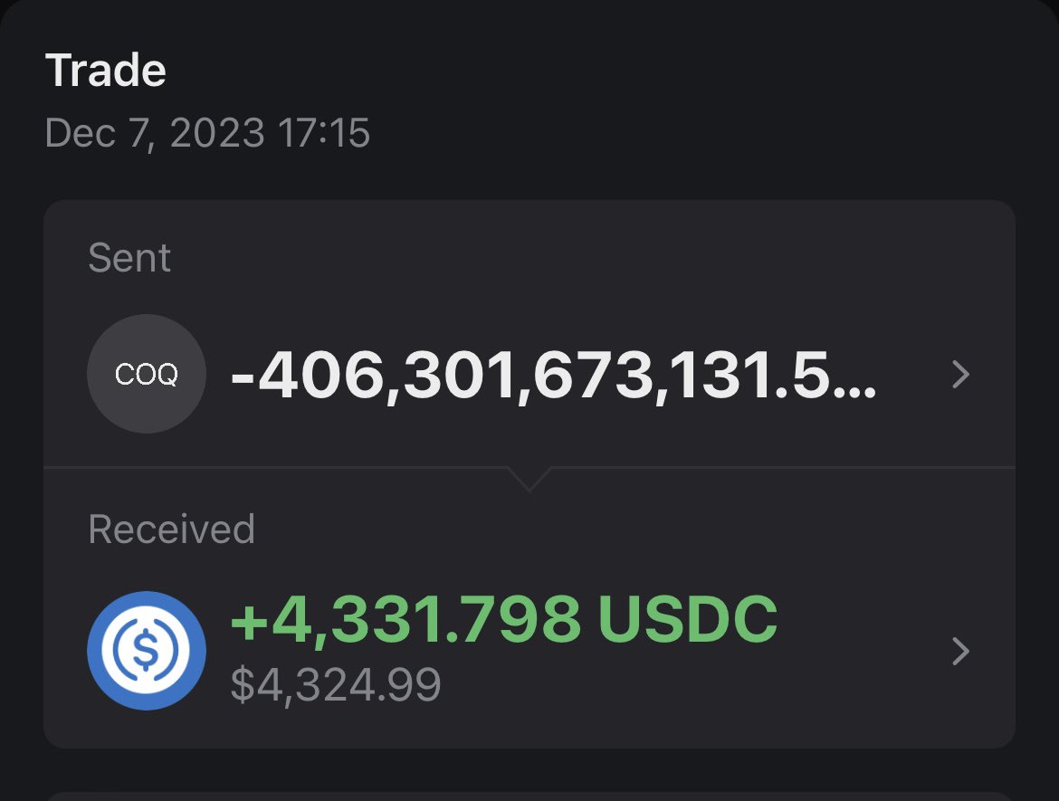 Yes, I faded $COQ and it’s eating me up. This is a hard lesson of trading for me; don’t cut your runners.

406B would be worth $1.5M today. I ran away with $4,331. It’s more painful than the bear market combined.

Yes, I’m also a $MEAT whale. I’m gonna own that.