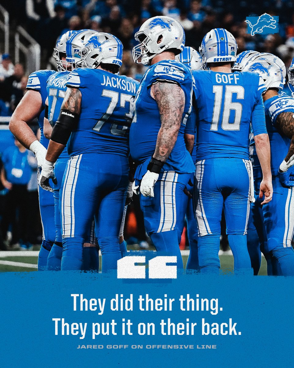 Shoutout to the O-Line 💪

#ProBowlVote 
<a href="/__taylordecker/">Taylor Decker</a> 
<a href="/jonahjackson73/">Jonah Jackson</a> 
<a href="/KNARFWONGAR/">Frank Ragnow</a> 
<a href="/gglasgow61/">Graham Glasgow</a> 
<a href="/peneisewell58/">Penei Sewell</a>