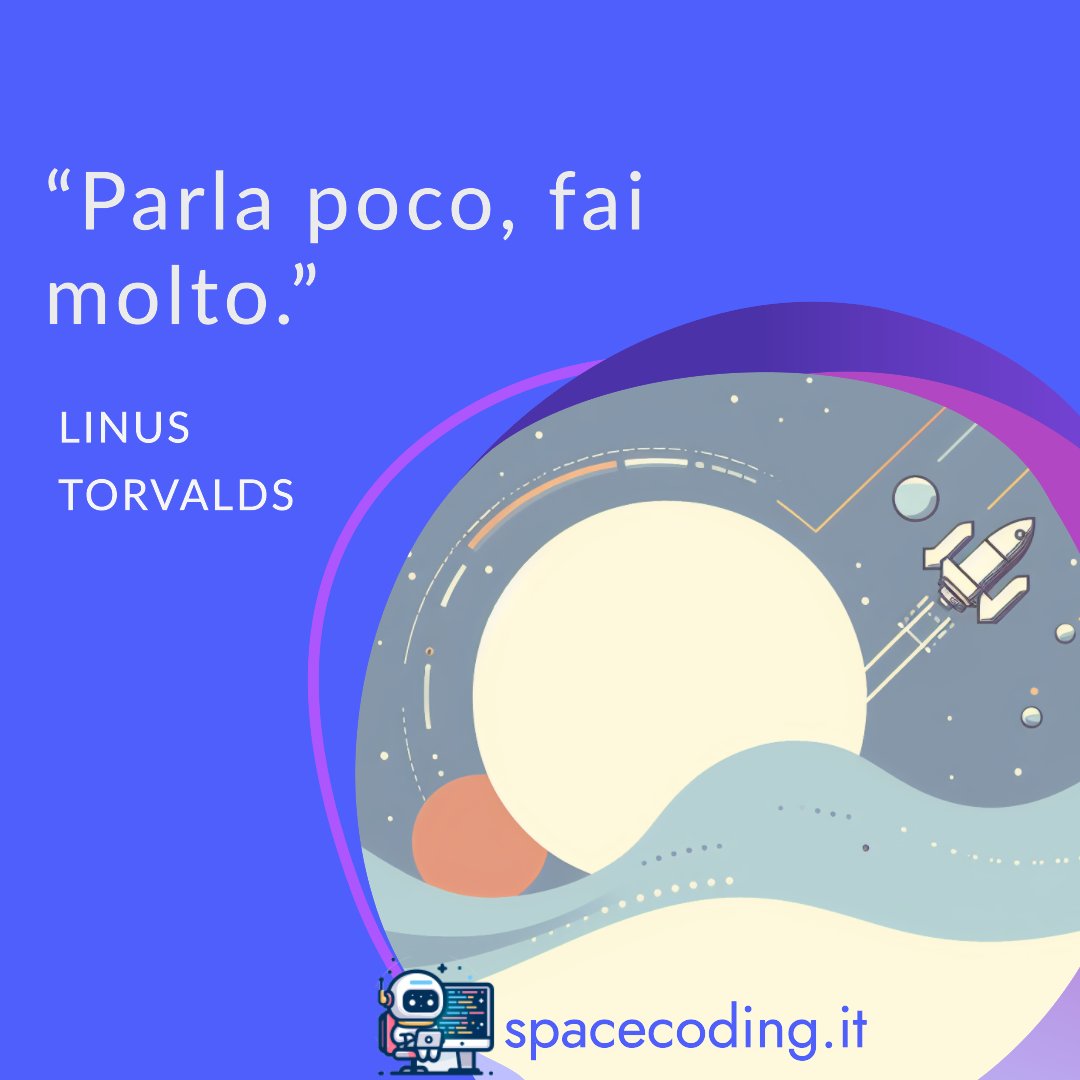 SpaceCodingX's tweet image. 🚀Come applicare il principio "Parla poco, fai molto" nella vita personale e professionale. Scopri i benefici del silenzio e dell'azione. #CodeMoreTalkLess
#SilentCoder
#ActionOverWords
#ProgrammingWisdom