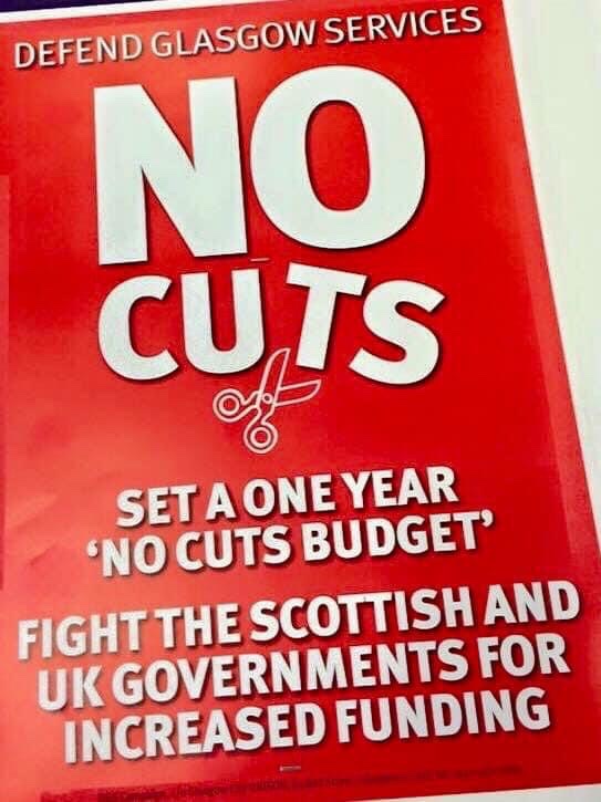 Council services face even more cuts next year after today’s Scot Govt budget plans. The approach adopted by Glasgow’s politicians over past decade has failed. We once again call on our city’s politicians to adopt a different approach. Fight the cuts, don’t pass them on.