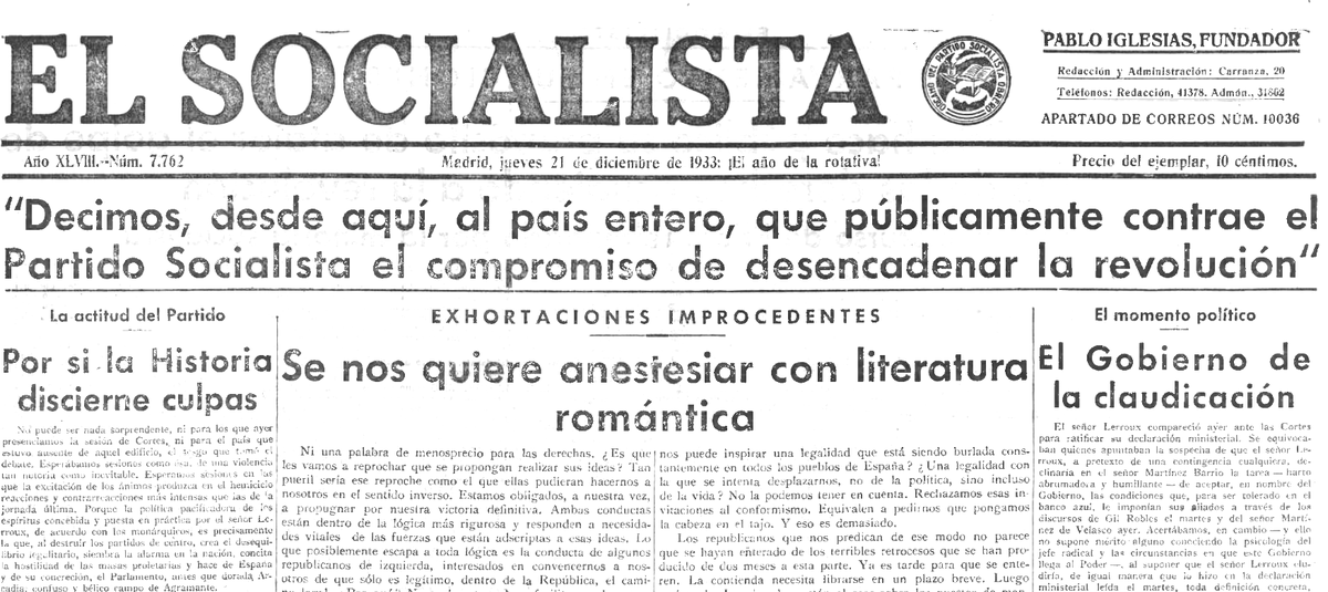 EnriqueNDF's tweet photo. Ocurrió en el debate de investidura del Gobierno de Lerroux; era el #20Diciembre de 1933

El PSOE, en la voz de Prieto, anunciaba en la histórica sesión, su intención de acudir a la violencia armada: proclamaba la Revolución en la sede de la soberanía nacional: "Octubre 1934"..🔽 https://t.co/5TfKyvDw9e