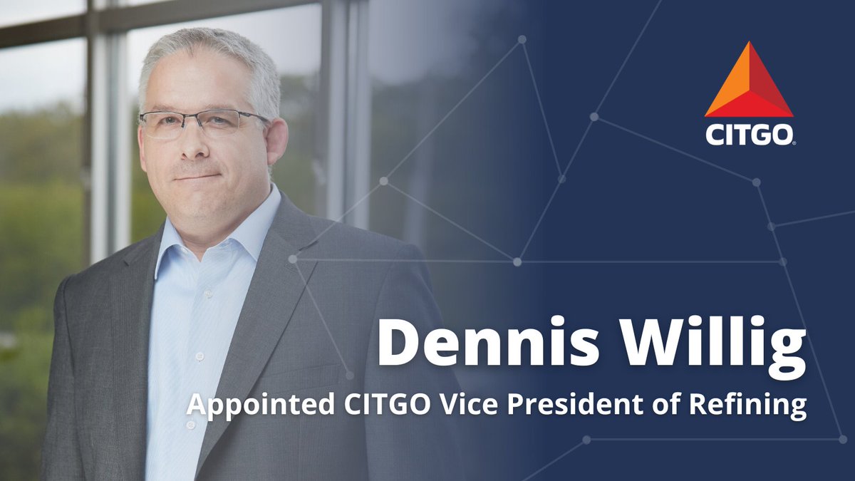 CITGO names Dennis Willig the company’s new Vice President of Refining. Dennis replaces Jerry Dunn who will retire after more than 34 years with CITGO. Replacing Dennis as the new VP and GM Corpus Christi Refinery is Ryan Vining. More: bit.ly/3va27cT