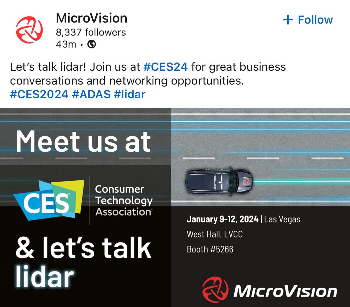 $MVIS #CES #CES2023 ⁦@MicroVision⁩ #ADAS #LIDAR