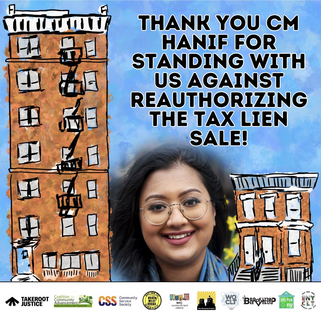 Thank you @CMShahanaHanif (@ShahanaFromBK) for standing with your communities and committing not to reauthorize the tax lien sale!