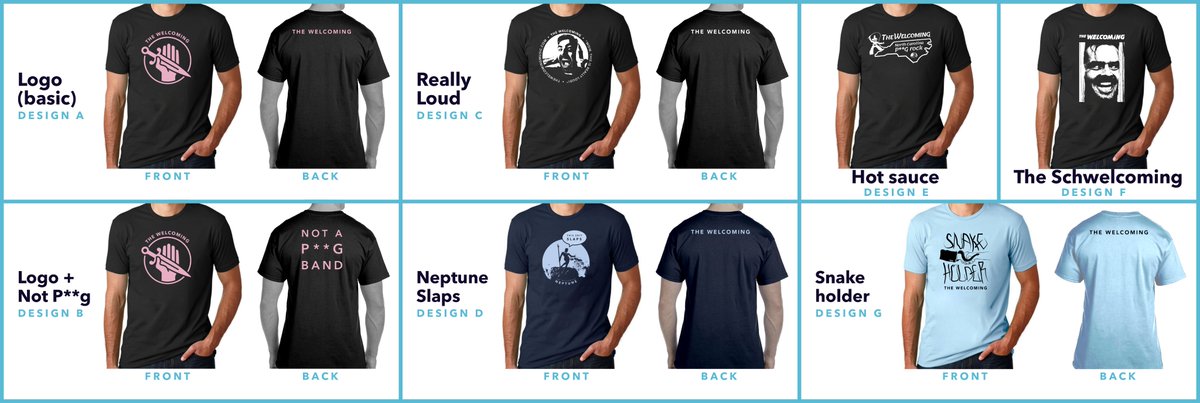 Friends, we will finally be printing some shirts, and we need your help! Please vote for your two favorite designs, especially if you would actually buy one. We're thinking $20 per shirt at shows, or $25 + shipping within the US. They are comfy and printed locally in Asheville.