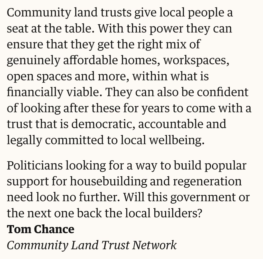 I've a letter in tomorrow Guardian following up @johnharris1969' article about @MaydaySaxonvale suggesting that govt should back communities like @CommLandTrusts who want to #buildbetter (as today's new #NPPF national planning policy does after our campaign!)