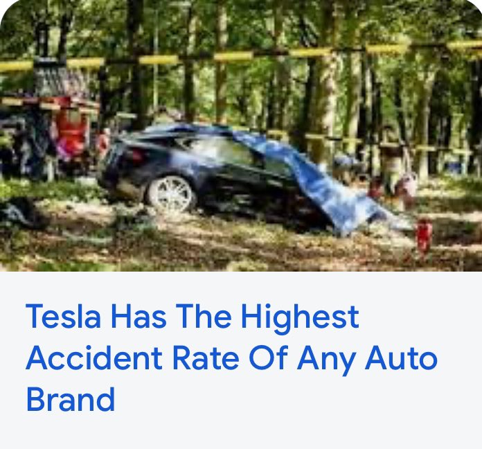 Tesla has the highest accident rate than any other brand