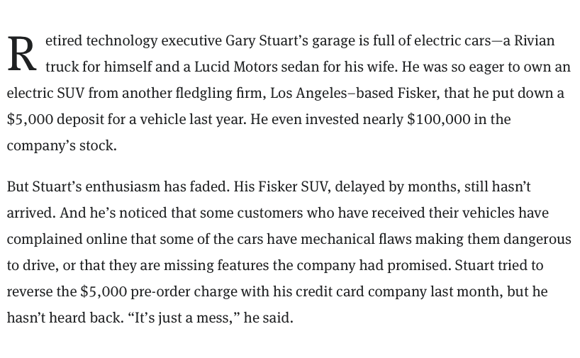 What would you do after losing $90,000 betting on an electric vehicle company that won't send you a car? (And the ones that are being delivered aren't working?) Probably cancel your order! Me & @MichaelRoddan on Fisker's crumbling order book