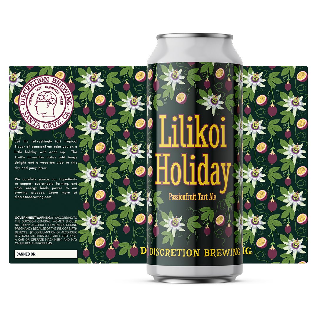 In need of a Holiday? Let the refreshingly tart tropical flavor of passionfruit take you on a little holiday w/ each sip. The fruit’s citrus-like notes add tangy delight and a vacation vibe to this dry and juicy brew. Available now in 16oz cans. shop.discretionbrewing.com/collections/16…