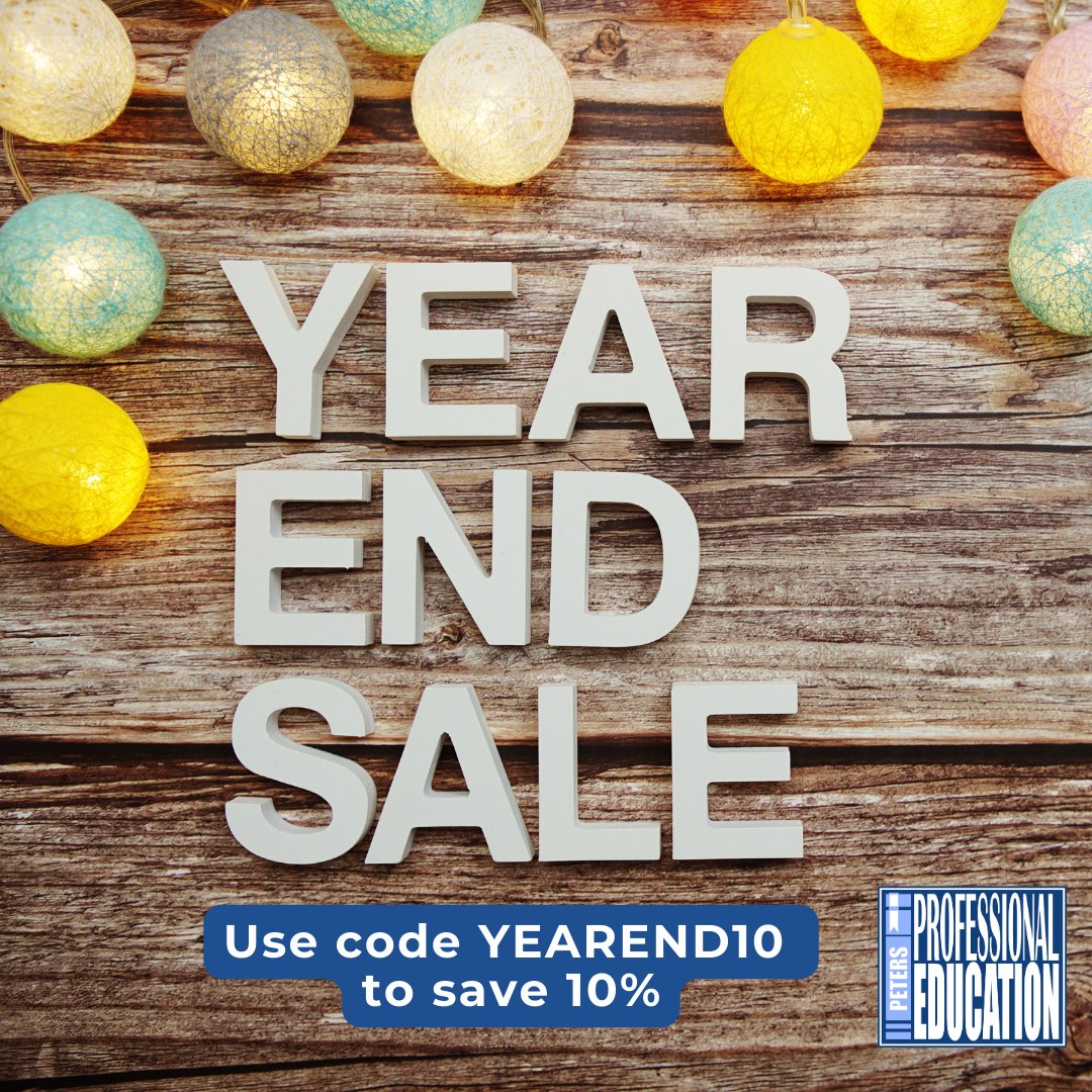 Don't panic! It's not too late to get your continuing education credits before the year ends! Head over to petersprofessionaleducation.com and pick a course (or several) that piques your interest to get 10% off your entire purchase using code YEAREND10 at checkout!