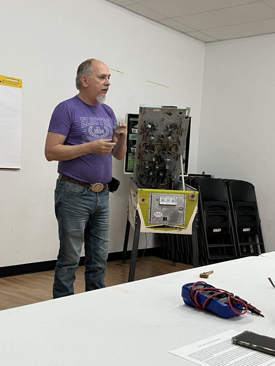 AlexKnightBooks's tweet image. Taking a class on pinball maintenance and repair and 1. it’s awesome. 2. scratches an itch my liberal arts education never has 3. is the first time I’ve been in a classroom in years and that feels weird. 

Big shout out to @TGPHouston for putting it on!