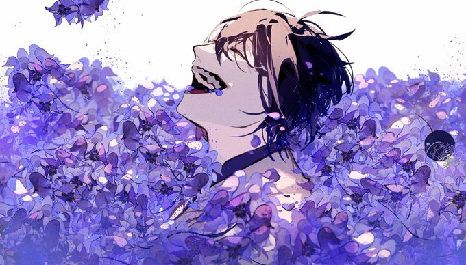 「closed eyes purple theme」 illustration images(Latest)