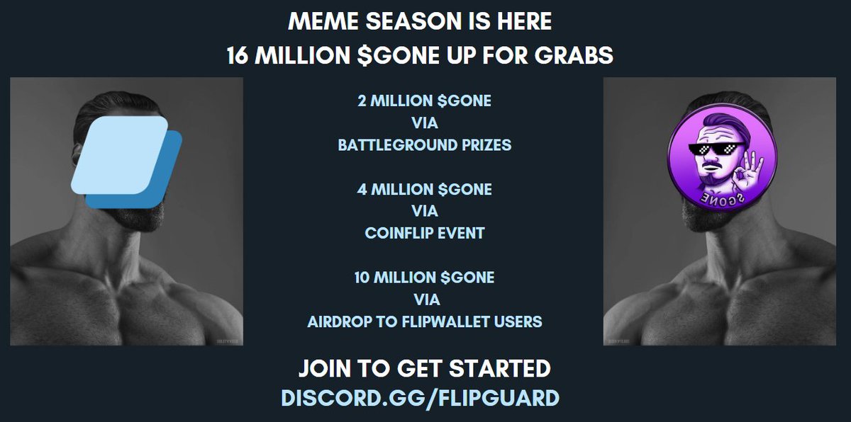 Let's kick off MEMESEASON right with 16 million $GONE up for grabs 👑

TLDR for the smooth brains = FARM $GONE WITH FLIPGUARD

Discord link in bio.

@gonepolygone #onPolygon #PolygonCommunity