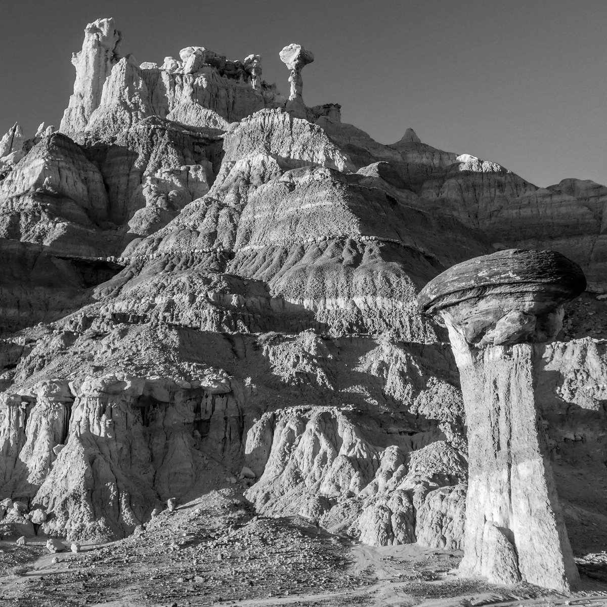 505Nomad's tweet photo. Lybrook landscape and purple to stark, tall hills of layered black and white. The region is a visual cornucopia of peculiar rock formations, incl spires, hoodoos, caprocks &amp; other geologic specimens.

#NewMexico #roadtrip #geology #hiking #hikingadventures #nature #travel https://t.co/YT4Xpalijk
